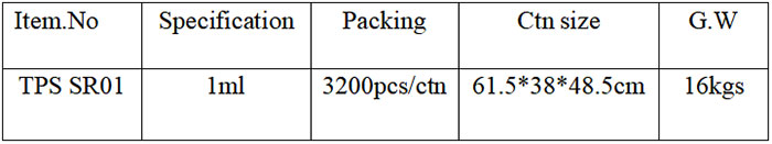 Syringe TPS SR01 Packing Details